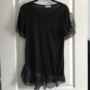 Red Valentino pocket tee with ruffled trim